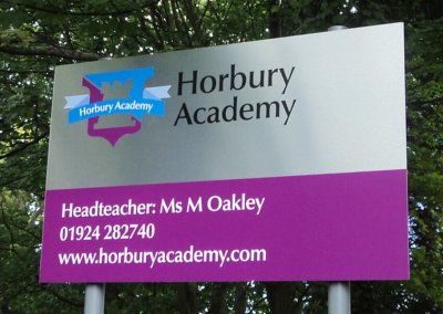 School signs and wall displays at Horbury academy