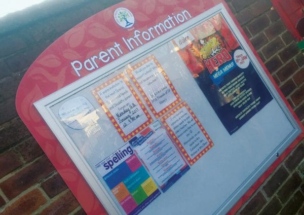 Primary school wall displays and external signs for Leigh St Mary's