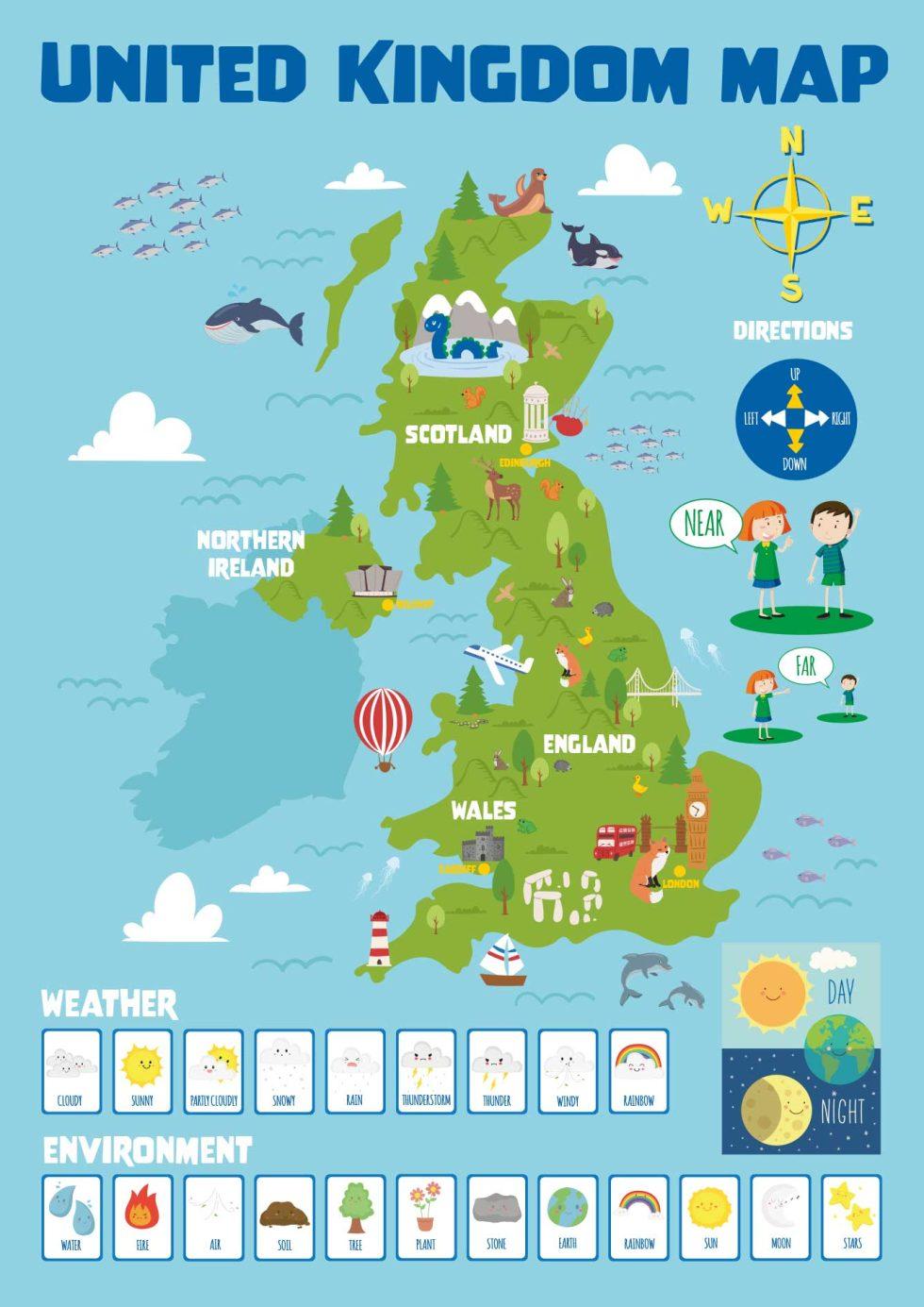 UK Map Wall Display with Animals for Early Years Learning - Design For ...