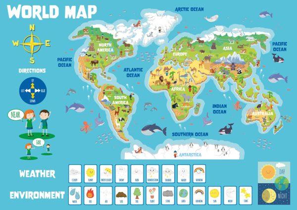 School World Map Wall Display For Early Years