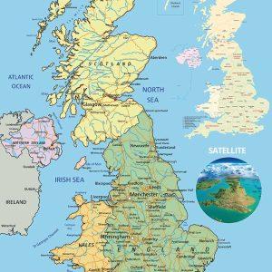 Geography wall art map, for UK secondary schools