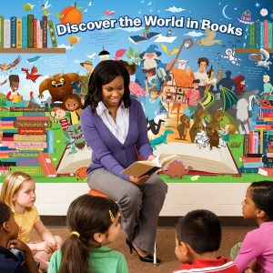 Discover the World In Books Wall Art Primary