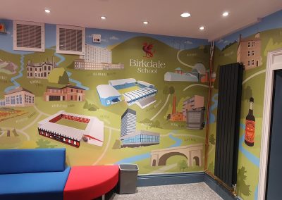 School wall art showing the local Sheffield community